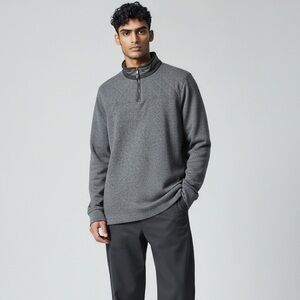 Banana Republic Men’s XL Gray Quilted 1/4 Zip‎ Pullover Sweater Fleece